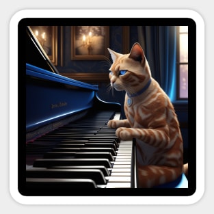 A Feline Blues Piano Player Sensation: Ramsey's Rise To Stardom Sticker